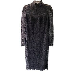Ralph Lauren Purple Label Liesel Lace Long-Sleeve Cocktail Dress Sz 6 Black